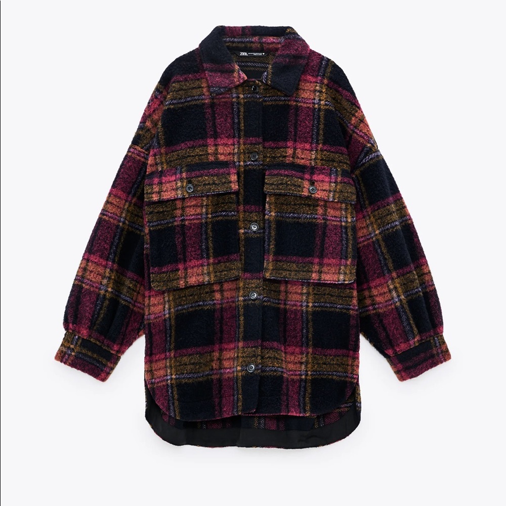 Zara Plaid Shacket. Hot pink.